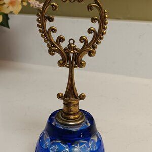Vintage Cobalt Blue Lead Crystal Bell 8" made in Poland